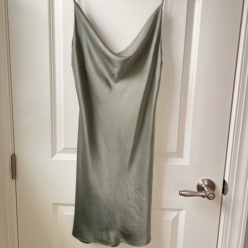 True Blu Satin Effect Cowl Neck Mini Dress